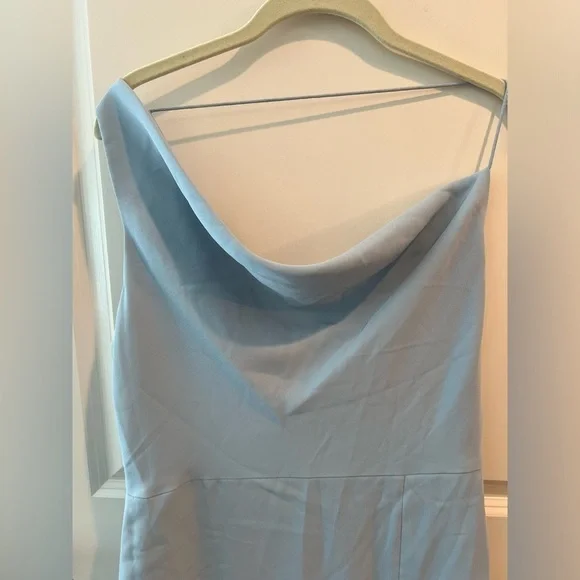 After Six Asymmetrical One Shoulder Cowl Neck Dress In Mist Size 12 NWT